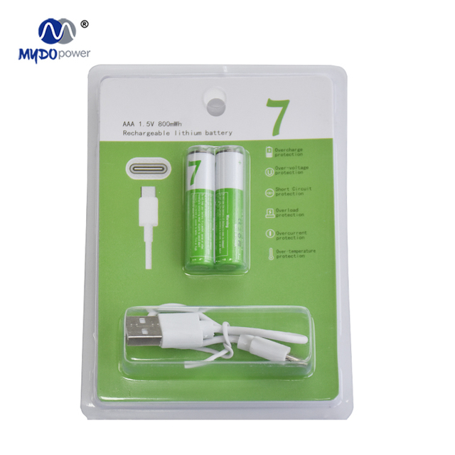 1.5V AAA Rechargeable USB Type-C Battery Double USB Charging Lithium Ion for Toys