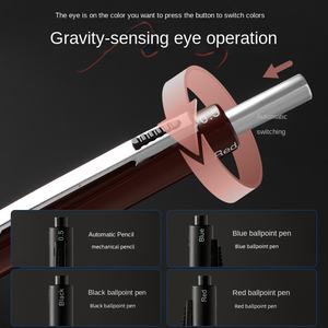 4 в 1 многоцветная металлическая ручка Выдвижная гравитационная сенсорная шариковая ручка 0,5 мм механический карандаш - Product Image 4