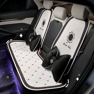 Coussin de siège de voiture respirant en soie glacée, imprimé trèfle à quatre feuilles, pièce unique, coussin de siège rafraîchissant d'été pour femmes, design tendance - Product Image 4
