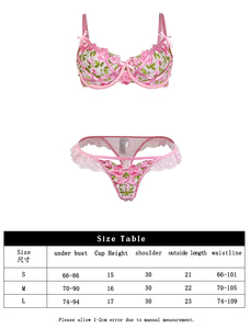 Lencería Transparente con Lazo, Conjunto de Lencería Sexy de 2 Piezas con Bordado de Malla y Encaje, Lencería Íntima Sensual para Mujer - Product Image 6