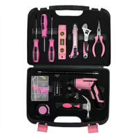 Ensemble d'outils de tournevis électrique de couleur rose 3,6 V, boîte à outils combinée pour le travail à domicile