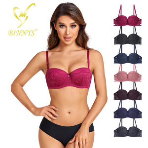 BINNYS 2024 Push-Up <span class=keywords><strong>reggiseno</strong></span> Push-Up in pizzo Para Dama En Piedras Encaje da donna con ferretto mezza tazza adatta per <span class=keywords><strong>reggiseno</strong></span> <span class=keywords><strong>C</strong></span>-Cup - Product Image 1