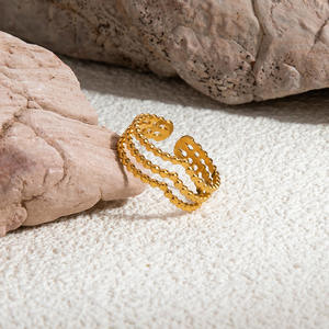 European American Style Stainless Steel <b>Ring</b> 18K Gold Plated Geometric Design Women's Jewelry Gift - Product Image 3