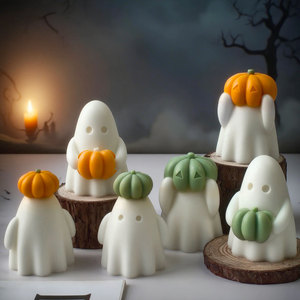 Cross-Border Ghost Scented Candle Mold <b>DIY</b> Halloween Pumpkin Ghost Decor Plaster Craft <b>Kit</b> <b>DIY</b> Halloween Decor - Product Image 1