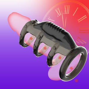 Vibrierender <span class=keywords><strong>Penis</strong></span> ring mit vier Ringen Verzögerung Ejakulation schloss für Männer Leistungs starke Vaginal-und G-Punkt-Stimulation paare Sexspielzeug - Product Image 1