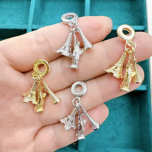 CZ9102 delfino e stella d'oro 18K placcato in argento conchiglia e stelle marine sole e luna ciondolo triplo ciondolo per bracciale - Product Image 6