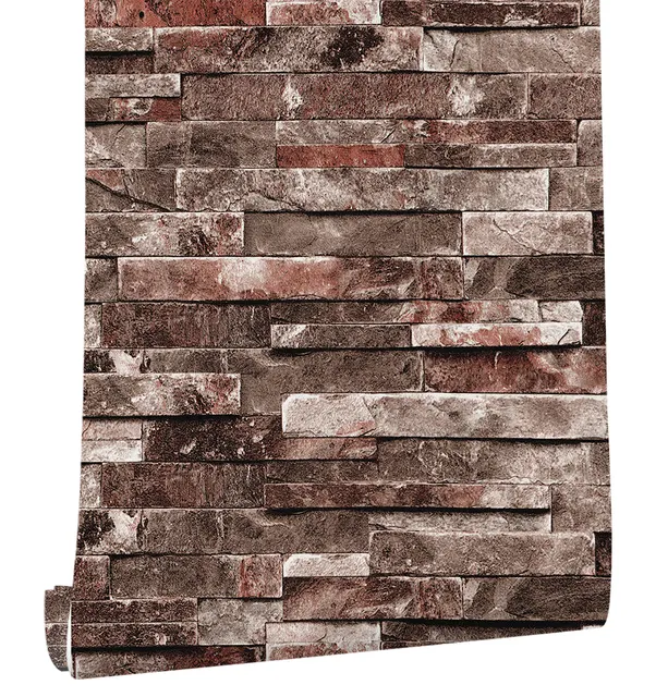 UDK High quality classic home decoration 3d brick PVC vinyl waterproof wallpaper