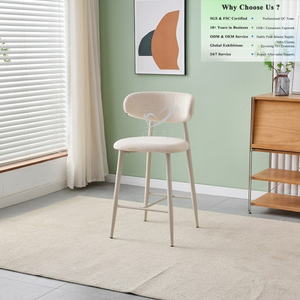 <span class=keywords><strong>Chaise</strong></span> de bar moderne en bouclette Teddy, pieds en métal rembourrés, pour îlot de <span class=keywords><strong>cuisine</strong></span>, restaurant, vente en gros - Product Image 1