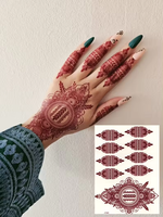 Autocollants de tatouage temporaire au henné rouge Henne Tatouage Marron Henné Designs de tatouage Autocollants Femmes