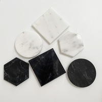 Sous-verres en marbre naturel noir, blanc et gris, sous-verres de luxe pour table basse et boissons d'hôtel, ensemble cadeau promotionnel en pierre résistante à la chaleur