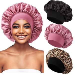 Bonnet en satin le plus vendu en gros, bonnet en soie avec large bande élastique douce pour dormir, bonnet de douche pour cheveux bouclés, bonnet de nuit - Product Image 2