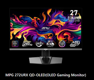 MSI MPG 272URX QD-OLED จอภาพสำหรับเล่นเกมขนาด 27 นิ้ว 4K UHD 240Hz 0.03ms GtG DisplayHDR True Black 400 DP2.1a Type-C 98W PD G-Sync Comp - Product Image 3