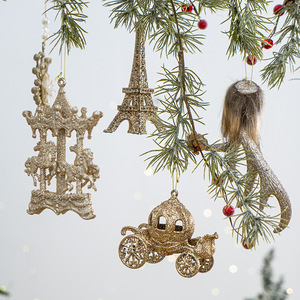 Adornos Navideños de Alta Gama con Forma de Copo de Nieve, Carruaje y Ángel - Product Image 5