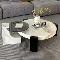 Ensemble de tables basses modernes de luxe écologiques et durables avec plateau en marbre, nouveau design simple, mobilier de salon haut de gamme