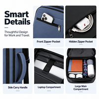 Sac à dos pour ordinateur portable en PU avec logo personnalisé, options pour le bureau, le campus, les voyages d'affaires, avec compartiment séparé pour ordinateur et rangement multi-compartiments