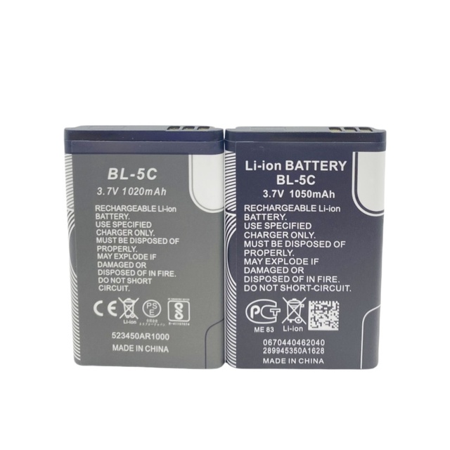 High Quality BL5C 1020mAh Lithium Phone Battery Replacement for 6680 6681 6682 7600 7610 N70 N71 N72 N91 Mobile Phones Stock