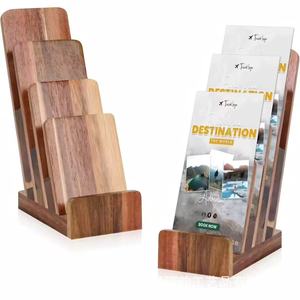 Solid wood <b>desktop</b> display rack, office business card/brochure storage rack, hotel guide booklet <b>shelf</b> - Product Image 5