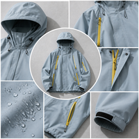Veste coupe-vent légère imperméable à capuche pour l'extérieur, veste de pluie hydrofuge, manteau de randonnée, logo personnalisé, vente en gros