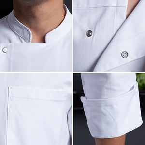 Uniforme de Chef Blanco y Negro, Uniforme de Cocina Personalizado a Precio Económico, Uniforme de <span class=keywords><strong>Camarero</strong></span> para Restaurante, Hotel, Cocina, Chaqueta de Chef Japonesa Personalizada - Product Image 2