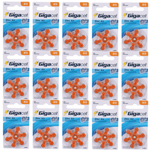 Lot de 6 piles auditives taille 13, piles zinc-air 1,45 volt, languette <span class=keywords><strong>orange</strong></span>, durée de conservation de 3 ans - Product Image 1