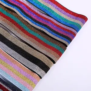 Banda elástica de nailon Lurex a rayas de 4 CM para ropa interior Banda elástica de rayas de color stock
