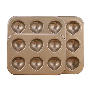 Chestnut Mold 12 Cavity Heart Shape Non-Stick Aluminum Cake Baking Mold For Madeleine Butter Rice Cake - Product Image 1