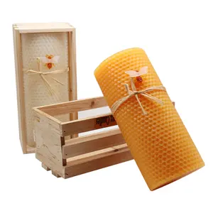 中国公司畅销天然蜂蜡蜂窝柱蜡烛与蜜蜂在蜡烛