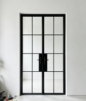 Porte de patio française manuelle en aluminium et verre, double vitrage trempé, étanche, antivol, peu encombrante, à charnières, sans rail, sur mesure pour bureau