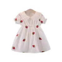קיץ תינוק שמלה סיטונאי חמוד ילדים צווארון שמלת תות Vestido Blanco Bebe1 מוכן לשמוש אופנתי תינוקת קיץ שמלה