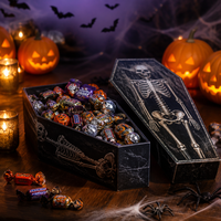 Coffret Cercueil d'Halloween Effrayant Noir Mat avec Motif Squelette – Boîte de Rangement Cadeau