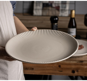 Plato de Cena Europeo Flotante con Rayas <span class=keywords><strong>Verticales</strong></span> Grandes, para Verduras, Pasta, Carne, para el Hogar y Restaurantes - Product Image 5