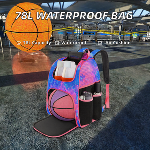 Wholesale Custom Logo Unisex Vintage Basketball <b>Backpack</b> Waterproof Oxford 78L Capacity Dry Air Cushion Belts Zipper Polyester - Product Image 2