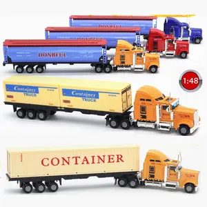 Die Cast Container Toy Truck 1:48 Double Section Clay Transport Truck Toy Alloy Car Model