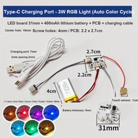 Kit de Placa LED Recargable Tipo-C con Interruptor Táctil, 3W-10W, Blanco Cálido, 5730 SMD, Placa de Lámpara LED, 31-50mm, Batería de 400mAh