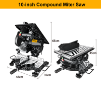 Scie à onglet composée GSFixtop 255 mm 2000 W 5300 tr/min avec guide laser, lumière LED et double biseau pour le travail du bois et la menuiserie OEM