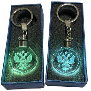 Rusia con bandera de águila, llavero de cristal, llaveros de cristal LED personalizados, llaveros de bandera de armas de escudo ruso con dos ojales de latón - Product Image 4