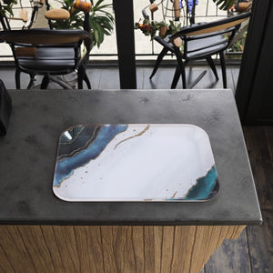 Fábrica personalizada nórdica mármol pintura estilo Rectangular galleta taza fruta bandeja plana 3 Set 12 13,5 15 pulgadas - Product Image 2