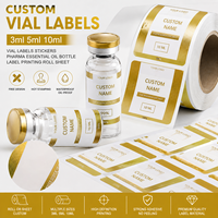 Étiquettes en vinyle imperméables personnalisées avec impression UV pour flacons de 3 ml, 5 ml, 10 ml, emballage pour peptides et cadres photo