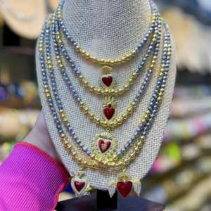 <span class=keywords><strong>ทับทิม</strong></span>หัวใจศักดิ์สิทธิ์ของพระเยซูสร้อยคอจี้เครื่องรางทรงเรขาคณิตลูกปัดทองแดงเงินคริสตัลลูกปัดสร้อยคอโซ่ลูกปัดหรูหราสำหรับผู้หญิง - Product Image 3