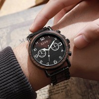 Montre à quartz écologique pour homme avec mouvement à perles, cadran rond de 30 mm, boîtier en alliage de zinc, affichage à aiguilles, bracelet en alliage