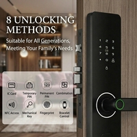 Serrure de porte intelligente en alliage d'aluminium pour contrôle par application, stockage cloud, déverrouillage par empreinte digitale, étanche, pour portes en acier et en bois, maison et hôtel