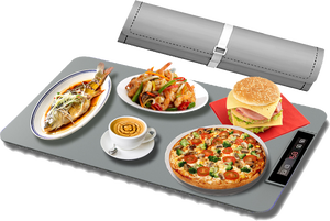 <span class=keywords><strong>Plaque</strong></span> chauffante électrique portable en silicone avec contrôle tactile, 10 niveaux de température, minuterie 12h pour fêtes, buffets et plats à réchaud - Product Image 5