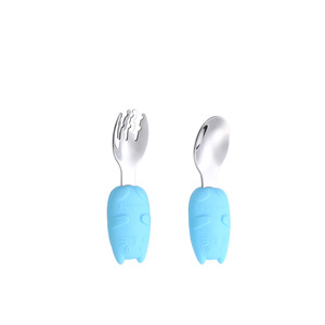 Juego de tenedor y cuchara para bebé, acero inoxidable 316, mango corto, sin Bpa, para bebés de 0 a 12 meses, vajilla para niños - Product Image 5