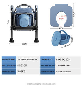 Púrpura 43CM Extra ancho suave cojín soporte marco hogar enfermería inodoro silla plegable personas obesas tamaño <span class=keywords><strong>grande</strong></span> cabecera cómoda - Product Image 6
