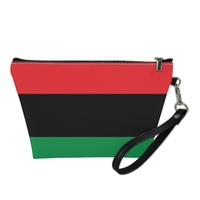 Pochette de maquillage en similicuir PU, motif drapeau national pan-africain, avec anse de transport, idéale pour les déplacements interurbains et le rangement sur coiffeuse