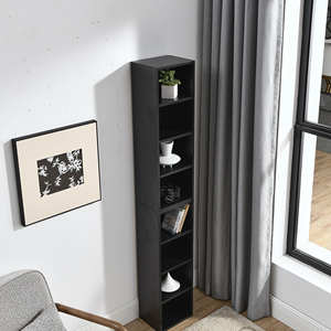 8 Tier Media Tower Rack Slim Storage Cabinet Adjustable Shelves Tall Narrow Bookcase Display <b>Bookshelf</b> For Home - Product Image 6