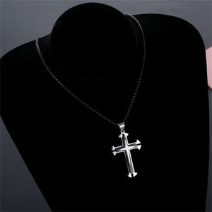 Kalung liontin salib Bijoux En Acier Inoxydable perhiasan kustom baja tahan karat pria untuk pria - Product Image 4