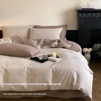 Parure de lit en coton brossé ou toutes saisons, housse de couette, drap, taies d'oreiller, 3 ou 4 pièces, personnalisable OEM