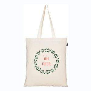 Bolsa de Tela Impresa con Asas Largas, Reutilizable, Color Beige Natural, para Compras - Product Image 2