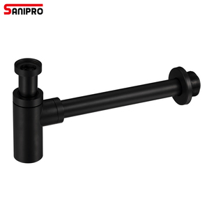 SANIPRO <span class=keywords><strong>Sifone</strong></span> Economico Moderno per Scarico Bagno in Ottone, Trappola a Bottiglia Nera Anti-Odore 1 1/4'' per Lavabo - Product Image 1